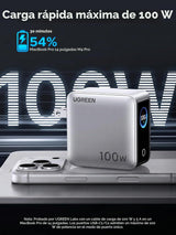 Cargador UGREEN Nexode Pro 100W pantalla medidas y diseño