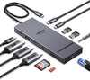 Docking station UGREEN USB-C 12 en 1 triple monitor 4K con 2 HDMI, DisplayPort y PD 100 W