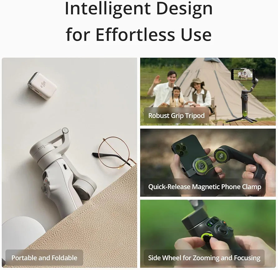 DJI Osmo Mobile 6 - Estabilizador de teléfono de 3 ejes, barra de extensión, seguimiento de objetos, portátil y plegable, para Android/iPhone, para vlogging, videos de You Tube y TikTok, gris platino
