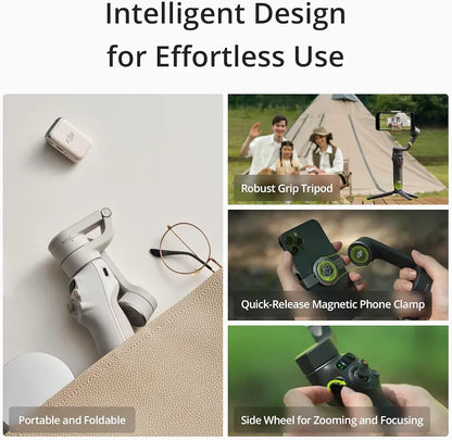 DJI Osmo Mobile 6 - Estabilizador de teléfono de 3 ejes, barra de extensión, seguimiento de objetos, portátil y plegable, para Android/iPhone, para vlogging, videos de You Tube y TikTok, gris platino