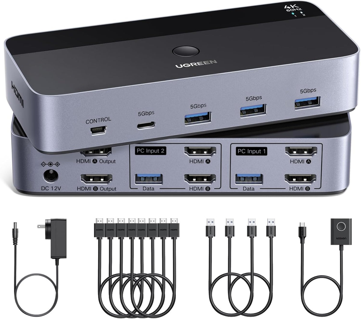 Switch KVM UGREEN HDMI 2 monitores vista principal