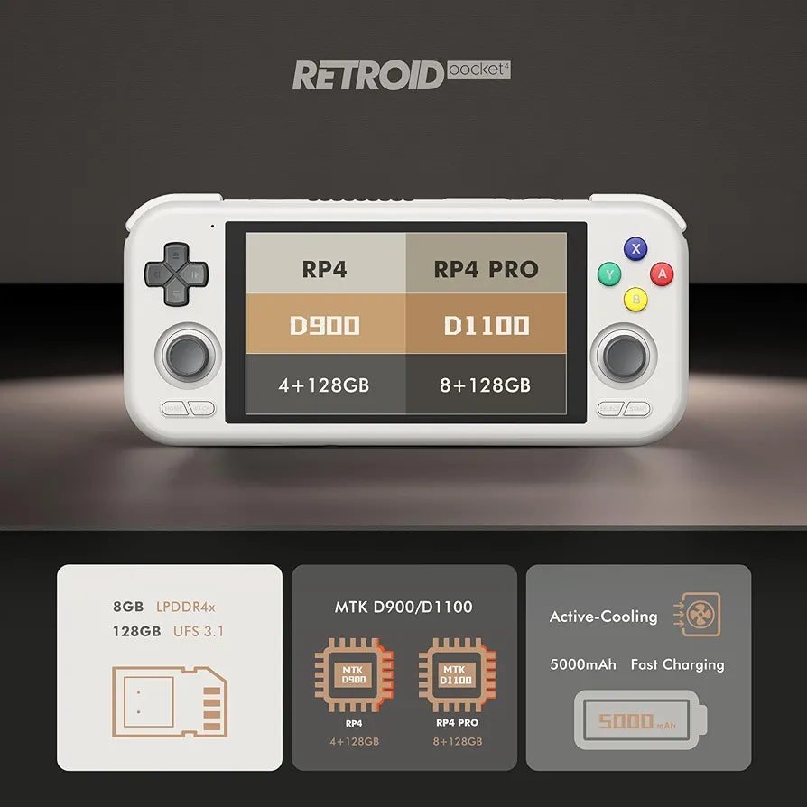 Retroid Pocket 4/4Pro Retro Game Handheld - Consola Android con múltiples emuladores, pantalla de 4.7 pulgadas, batería de 5000 mAh - Consola de juegos clásica 