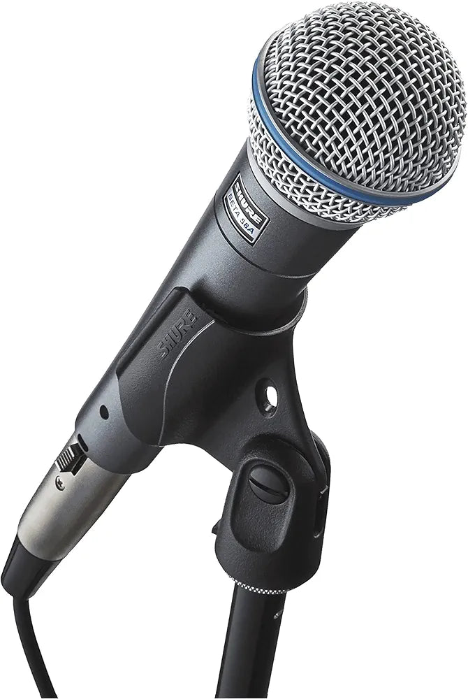 Shure BETA 58A Vocal Microphone - Single Element Supercardioid Dynamic Mic for Stage and Studio, Includes A25D Adjustable Stand Adapter, 5/8” to 3/8”  Thread Adapter and Storage Bag