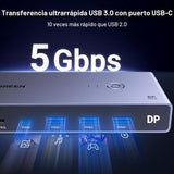 Switch KVM UGREEN DP 2 en 1 medidas y diseño