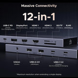 Docking UGREEN 12 en 1 triple monitor detalle de características