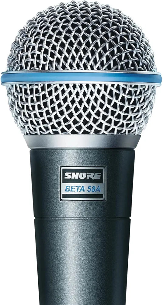 Shure BETA 58A Vocal Microphone - Single Element Supercardioid Dynamic Mic for Stage and Studio, Includes A25D Adjustable Stand Adapter, 5/8” to 3/8”  Thread Adapter and Storage Bag