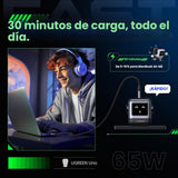 Cargador UGREEN Uno 65W puertos y conexiones