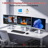 Switch KVM UGREEN 3 monitores detalle de características