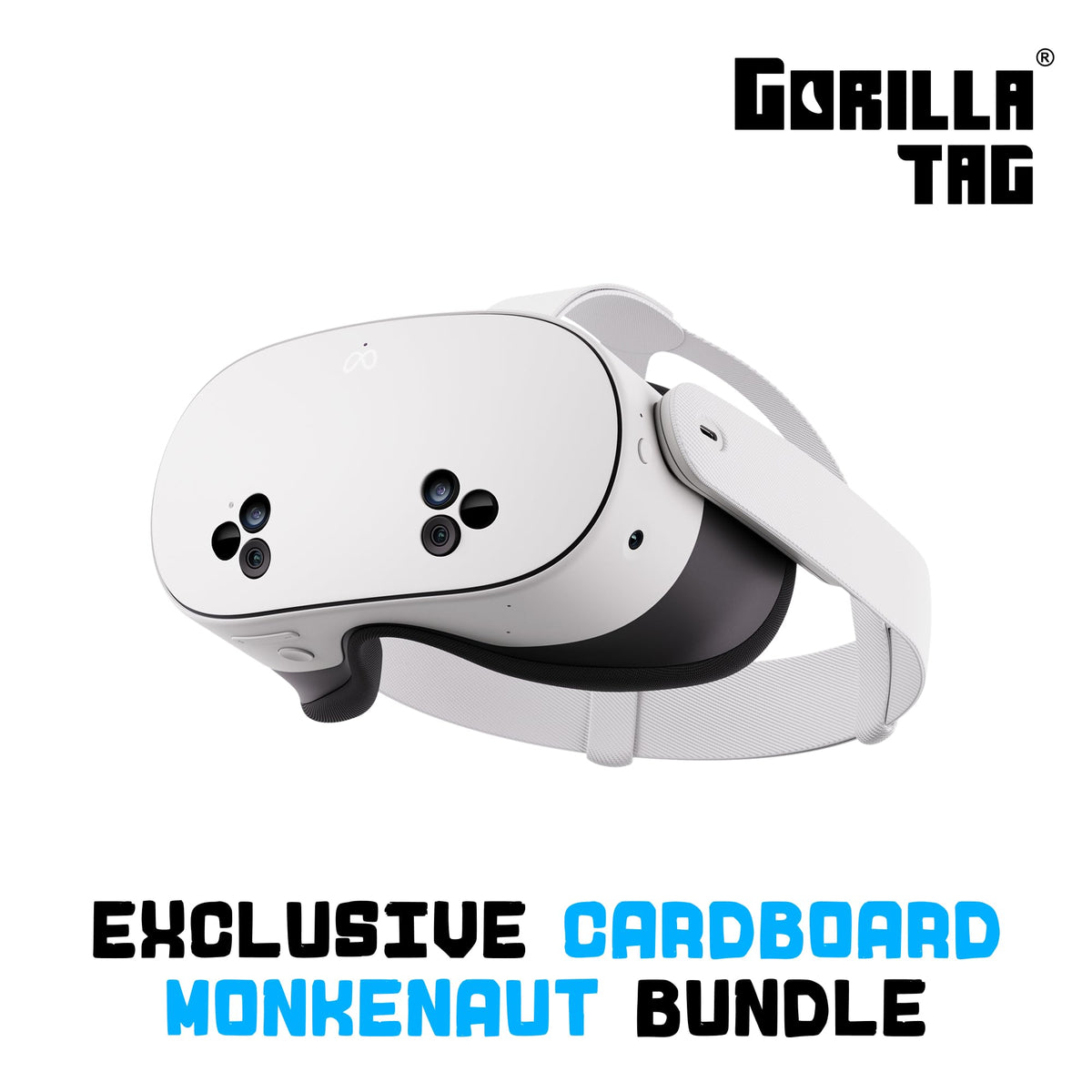 Meta Quest 3S 128GB – visor de realidad virtual y mixta blanco, vista frontal (bundle Gorilla Tag)