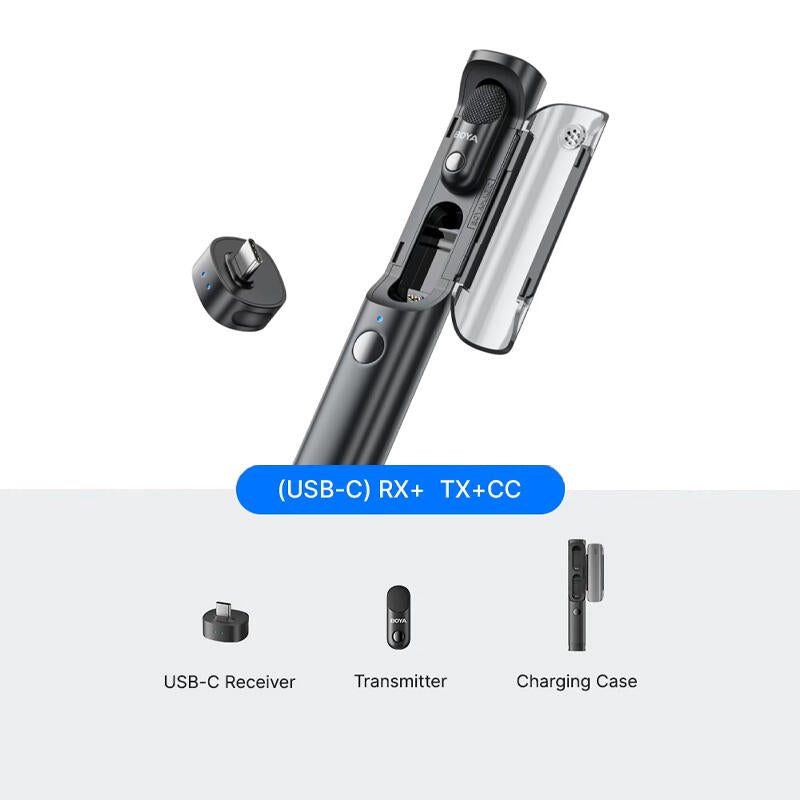 Boya BY-BOYA MAGIC 01 Micrófono Multifunción, Escritorio y Solapa Doble USB-C-Lightning y Trípode