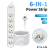 [EU Almacén] Regleta CILIA de 6 tomas con interruptor, protección contra sobretensiones, compartimento oculto para cables, 3680 W, 250 V, cable de 1,5 m, blanca – Sala de estar, cocina, dormitorio