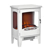[EU Almacén] Chimenea eléctrica de estilo neorretro, 900–1800 W, simulación de llama LED con brillo ajustable, acero y ABS, color blanco.