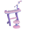 [EU Almacén] Piano electrónico de juguete para niños con 37 teclas, micrófono, taburete, luces, 22 canciones y función de karaoke USB/MP3; juguete educativo para niños a partir de 3 años (rosa)