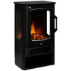 [EU Almacén] Chimenea eléctrica, llamas realistas, 2 niveles de potencia calorífica, protección contra sobrecalentamiento, acero, negro, 44,5 x 32 x 74 cm