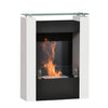 [EU Almacén] Chimenea de bioetanol con quemador de 0,9 l y repisa de vidrio templado, 60 x 20 x 79 cm, acero en blanco y negro.