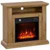 [EU Almacén] Chimenea eléctrica de 1800 W con efecto de llama 3D, temporizador y mando a distancia – Madera, metal y cristal – 81,5 x 30 x 76,2 cm – Marrón
