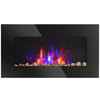 [US Almacén] Chimenea eléctrica de pared de 28,5 pulgadas y 1450 W con efecto de llama y luz de fondo de 7 colores, color negro.