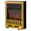 [EU Almacén] Chimenea eléctrica HOMCOM con efecto llama – Estilo neorretro – Termostato (1000-2000 W) – Negro y dorado