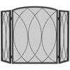 [EU Almacén] Pantalla de seguridad para chimenea, protector contra chispas plegable de 3 paneles, 122 x 75 cm