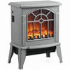 [UK Almacén] Chimenea eléctrica independiente, estufa eléctrica con efecto de llama LED, sistema de seguridad contra sobrecalentamiento, 1000 W/2000 W, gris