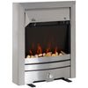 [UK Almacén] Chimenea eléctrica de acero inoxidable de 2 kW con efecto de fuego y piedras, iluminación LED y calefactor para interiores.
