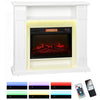 [EU Almacén] Chimenea eléctrica ajustable de 1800 W con llama 3D, estante, temporizador y mando a distancia, 105 x 27 x 97 cm, blanca.