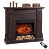 [EU Almacén] Chimenea eléctrica independiente o empotrable con repisa y estante para televisor de 55 pulgadas, 1800 W, efecto de llama 3D, temporizador, color marrón.