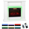 [EU Almacén] Chimenea eléctrica con luces LED, efecto de llama realista, 1800 W, repisa, 2 mandos a distancia, cristal, blanca