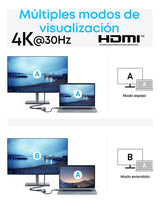 Hub USB-C Anker 5 en 1 con HDMI gris, vista adicional
