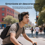 Audífonos Bluetooth Soundcore Q20i negros, vista desde otro ángulo