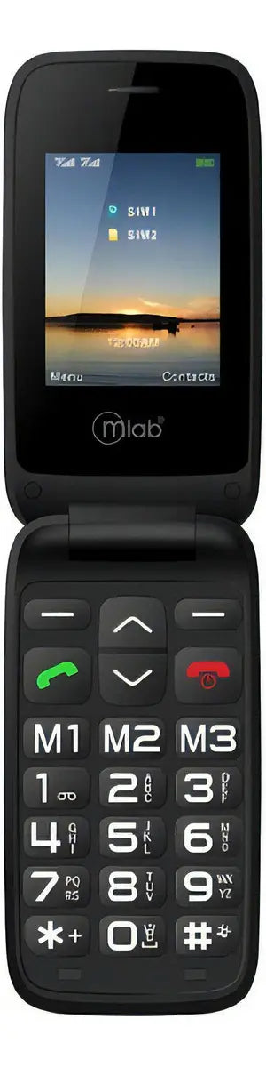 Teléfono adulto mayor Mlab 9204 Shell 4G negro abierto