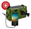 Radio de emergencia solar con dinamo Mlab verde vista frontal