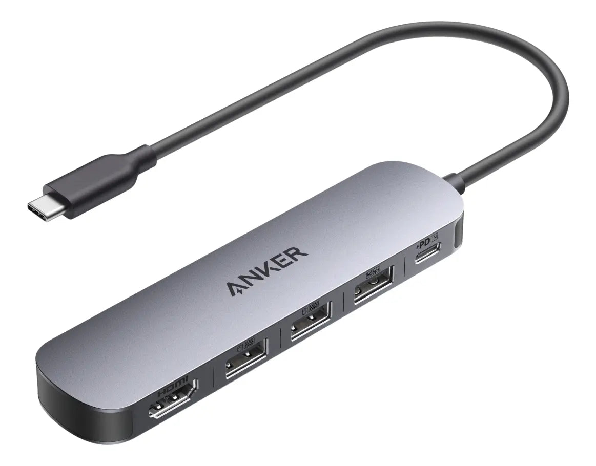 Hub USB-C Anker 5 en 1 con HDMI gris, vista principal