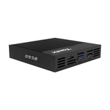 Tanix X4 con la pantalla LED frontal encendida y los puertos microSD, USB 3.0 y USB 2.0