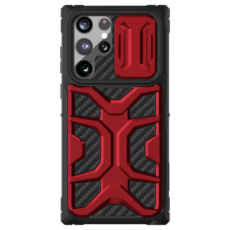 Carcasa NILLKIN CamShield roja con tapa deslizante de cámara para Samsung Galaxy S22 Ultra 5G