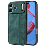 Carcasa AZNS para iPhone 17 Pro Max color verde oscuro con relieve 3D, vista trasera y lateral