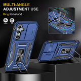 Carcasa Armor azul marino para Samsung Galaxy S23 FE 5G usando el anillo 360° como soporte