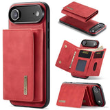 Carcasa DG.MING M1 color rojo para iPhone Air con billetera magnética abierta y cerrada