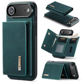Carcasa DG.MING M1 color verde para iPhone Air con billetera magnética abierta y cerrada