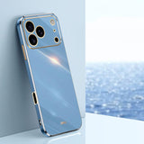 Carcasa XINLI color azul celeste para iPhone 17 Pro Max con contorno galvanizado dorado