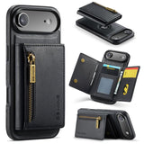 Carcasa DG.MING M5 para iPhone Air color negro con billetera magnética, vista trasera y detalles