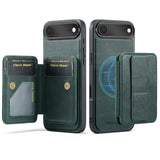 Carcasa Fierre Shann para iPhone Air color verde con tarjetero abierto y vista trasera