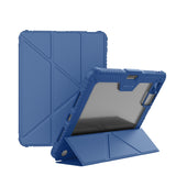 Funda NILLKIN Bumper Pro azul con la tapa plegada como soporte del iPad Pro 13