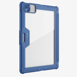 Espalda transparente de la funda con el marco de TPU azul y la tapa de cámara