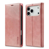 Funda tipo billetera LC.IMEEKE color oro rosa para iPhone 17 Pro Max, vista frontal y trasera