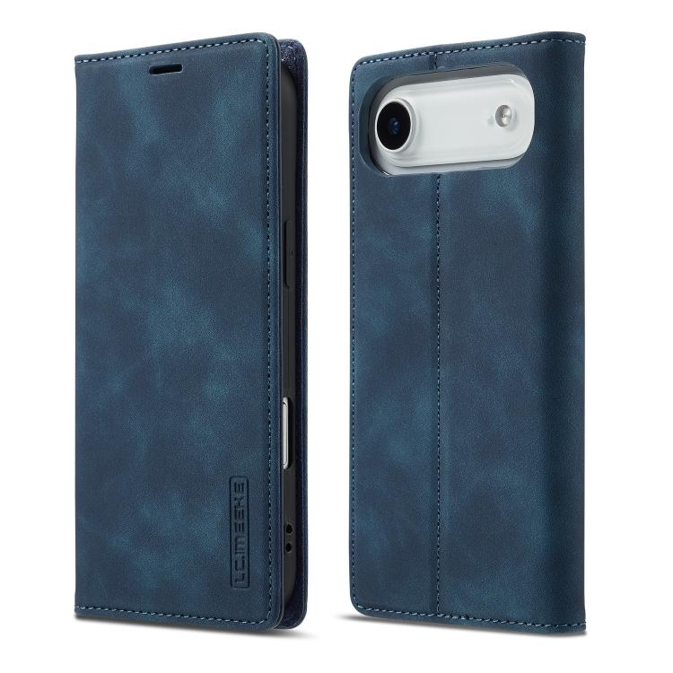 Funda tipo billetera LC.IMEEKE color azul para iPhone Air, vista frontal y trasera