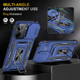 Carcasa Armor azul marino para Xiaomi POCO C65 / Redmi 13C usando el anillo 360° como soporte