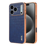Carcasa AZNS para iPhone 17 Pro Max color azul con textura de cocodrilo y marco galvanizado