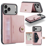 Carcasa JEEHOOD J01 color rosado para iPhone 17 Pro Max con billetera magnética