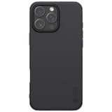Carcasa NILLKIN Super Frosted Shield Pro negra para iPhone 16 Pro Max, vista trasera con textura mate